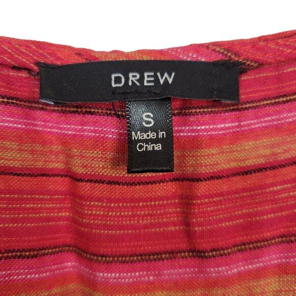 Drew Size S Dress Desert Stripe Sarong Skirt Linen Rayon Sleeveless Pullover Red - Picture 8 of 16